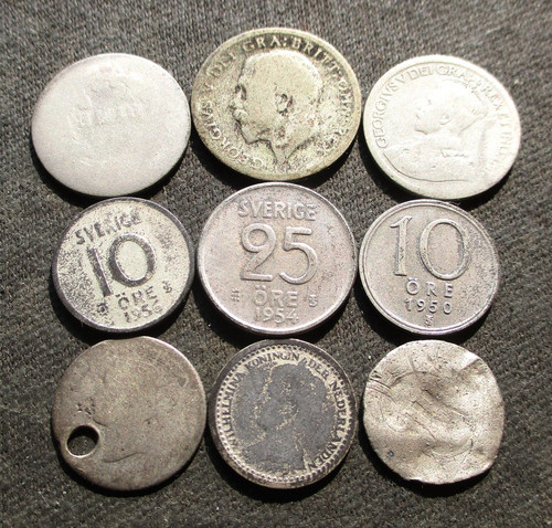 Lotto nove vecchie monete - di,