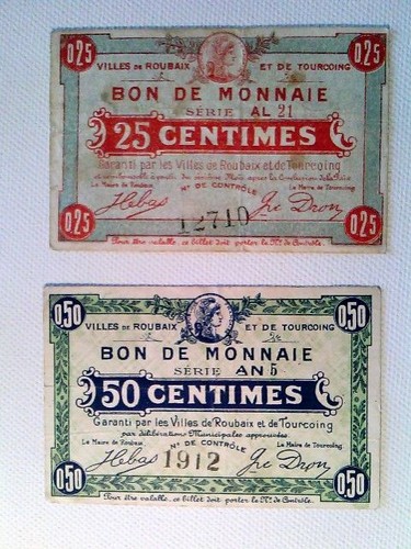 Notgeld villes roubaix - de, et